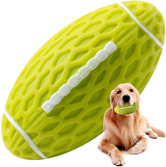 Beniqu Durable Chew Football Ball Interactive Dog Toy with Squeaker