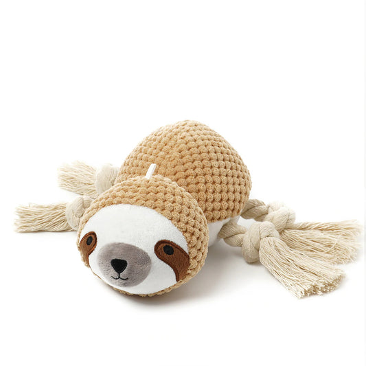 Beniqu Durable Teething Sloth Plush Squeaky Dog Chew Toy