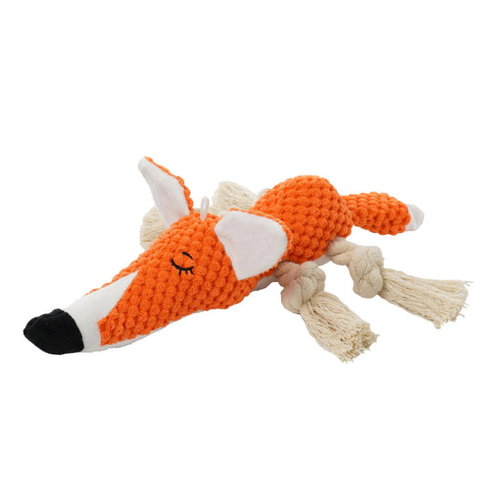 Beniqu Fox Stuffed Built-in Squeaker Dog Plush Toy for Puppies