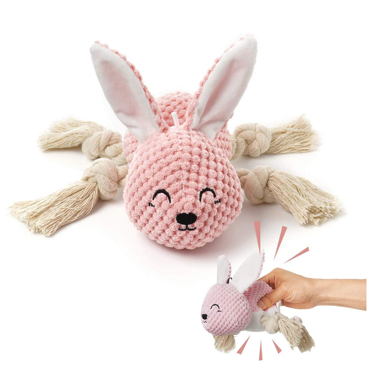 Beniqu Interactive Rabbit Stuffed with Squeaker Dog Chew Toy