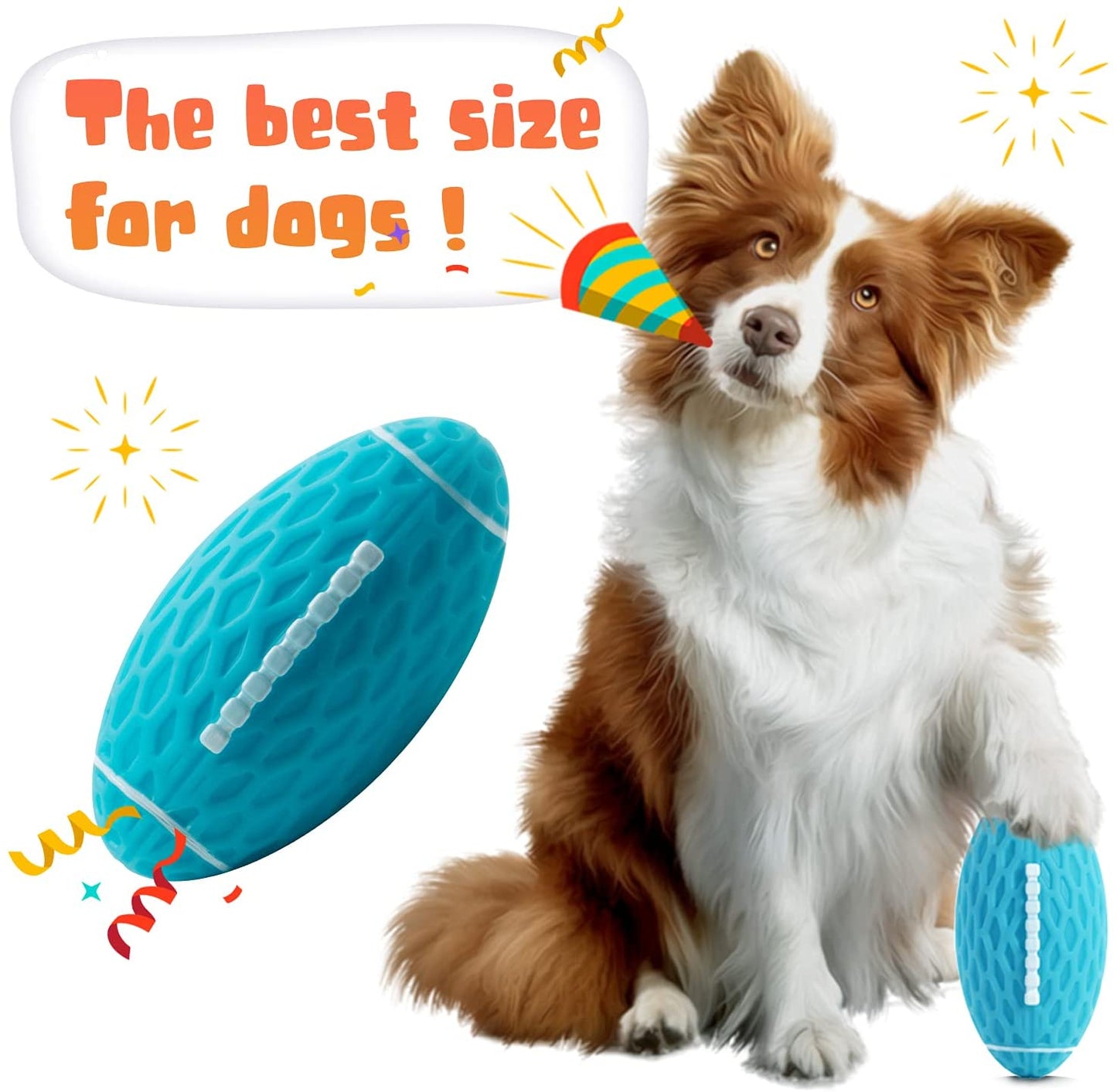 Beniqu Rubber Chew Football Ball Dog Squeaky Toy